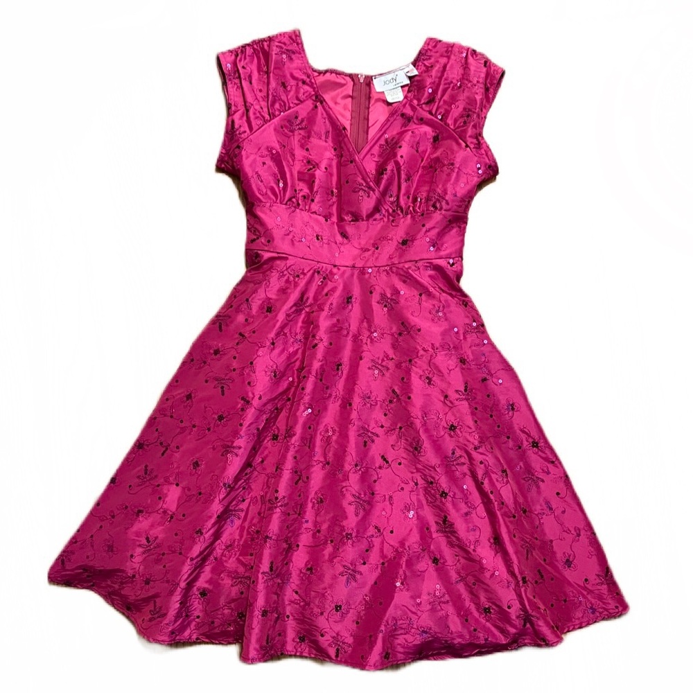 Vintage Jody Formal Party Dress Burgundy Wine with Sequins